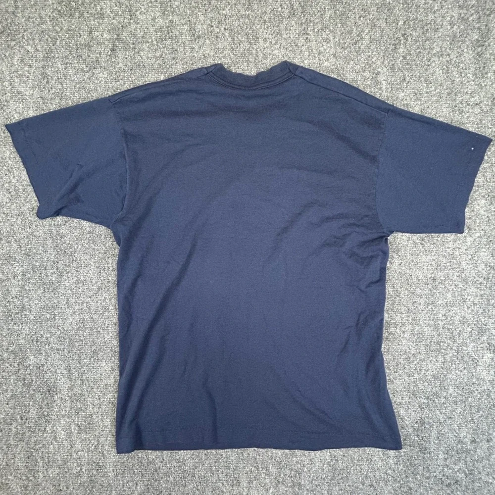 Vintage Fruit of the Loom Best T-Shirt Navy Blue God Has It All In Control L - Picture 5 of 5
